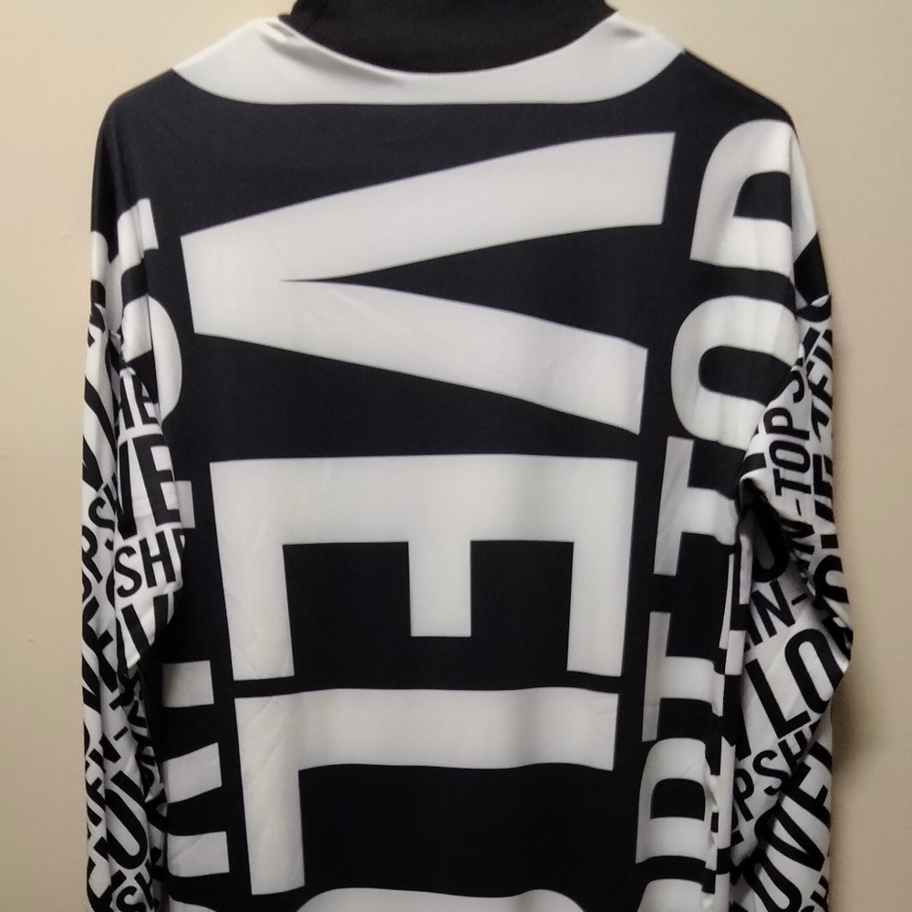 New Shein long sleeve long dress, black and white, medium size